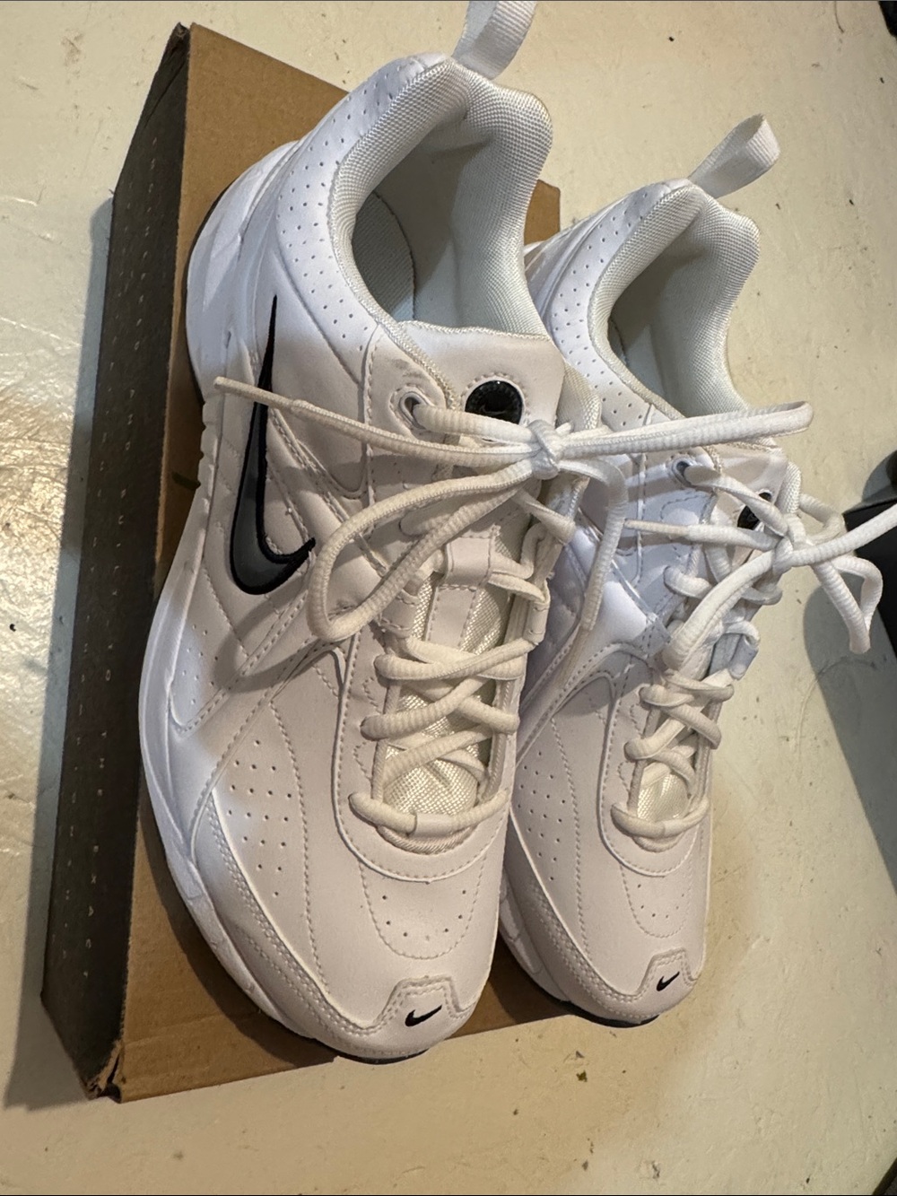 Nike Mens White Sneakers with Swoosh - New Nike Air Windrunner style Size 10.5